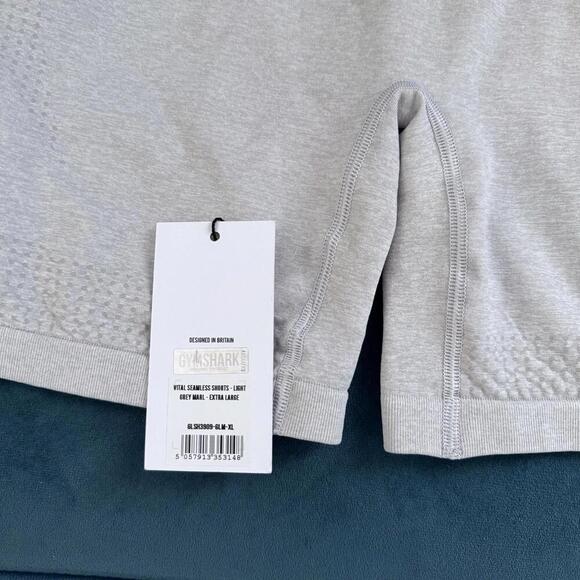 NWT Gymshark Vital Seamless Shorts Light Grey Marl XL High Waist Stretch Workout - Picture 4 of 8